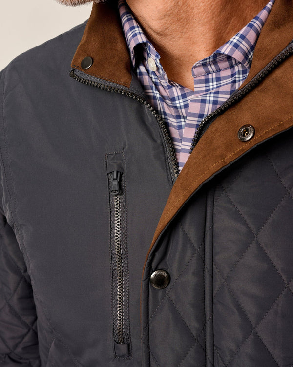 Johnnie-O Juno Quilted Snap Jacket Dark Gray