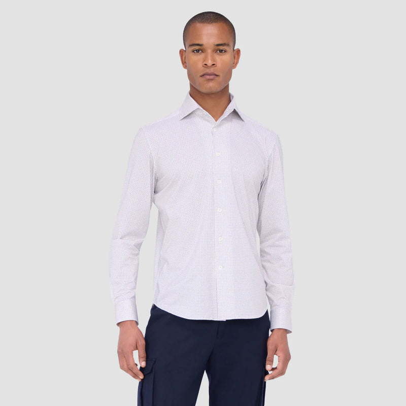 Bugatchi Devon Mini Check OoohCotton® Shirt in Sand