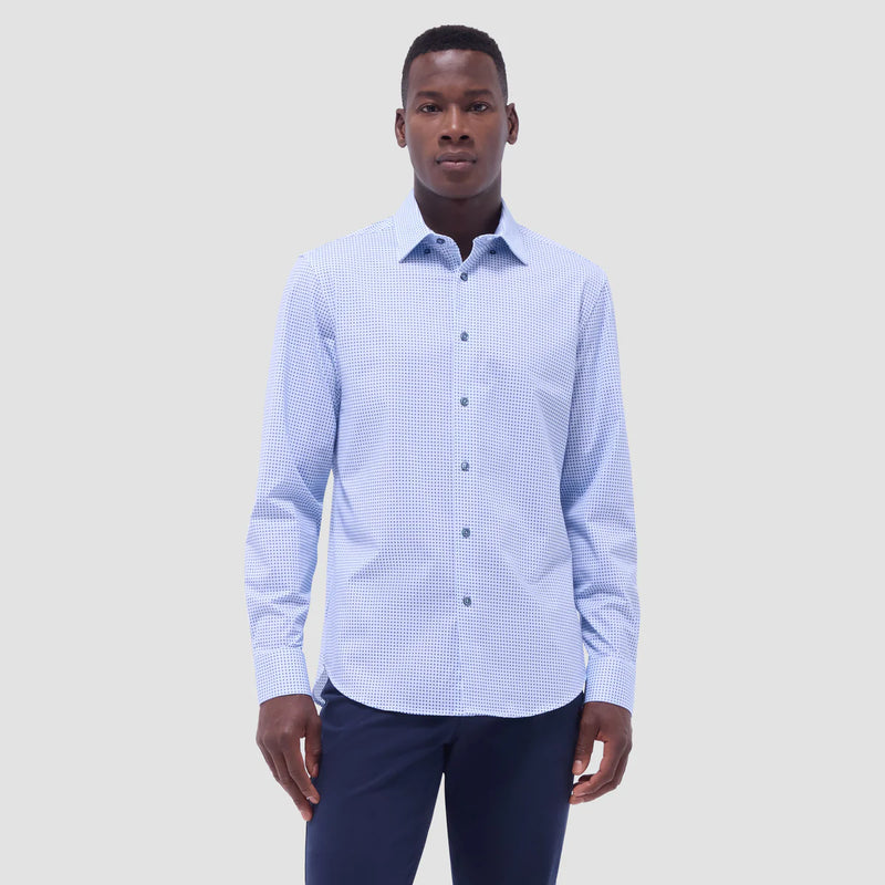 Bugatchi Jules Geometric OoohCotton® Shirt in Air Blue