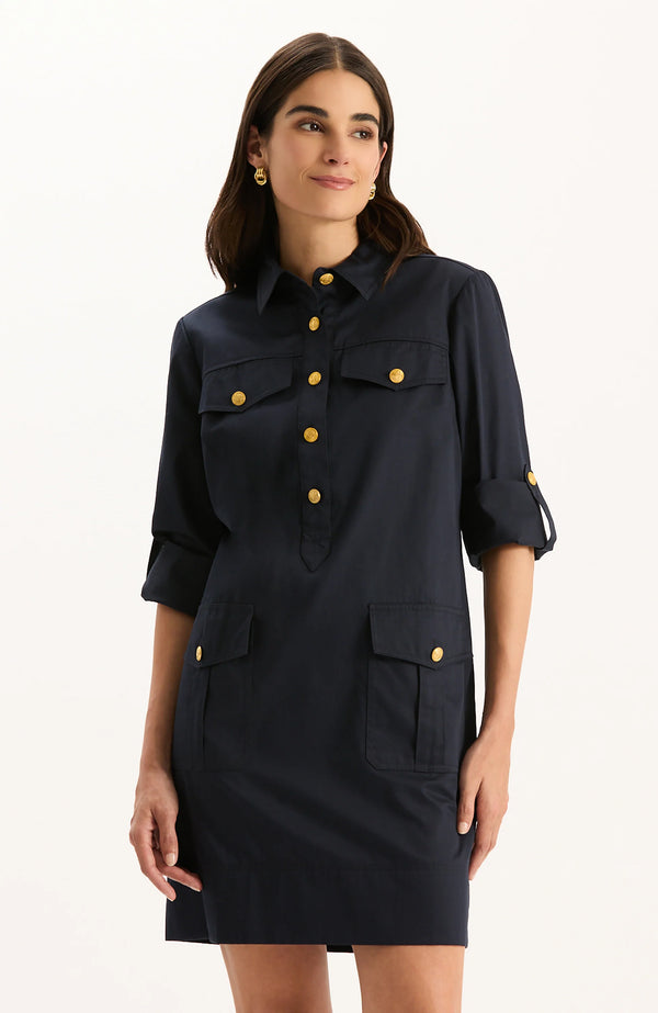 Tyler Boe Rory Cotton Shirtdress Mid Navy