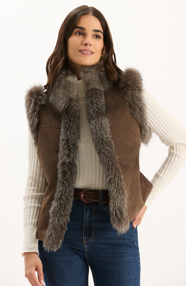 Tyler Boe Foxy Fur Vest Walnut