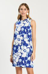 Tyler Boe Ella Cerulean Floral Ruffle Back Dress