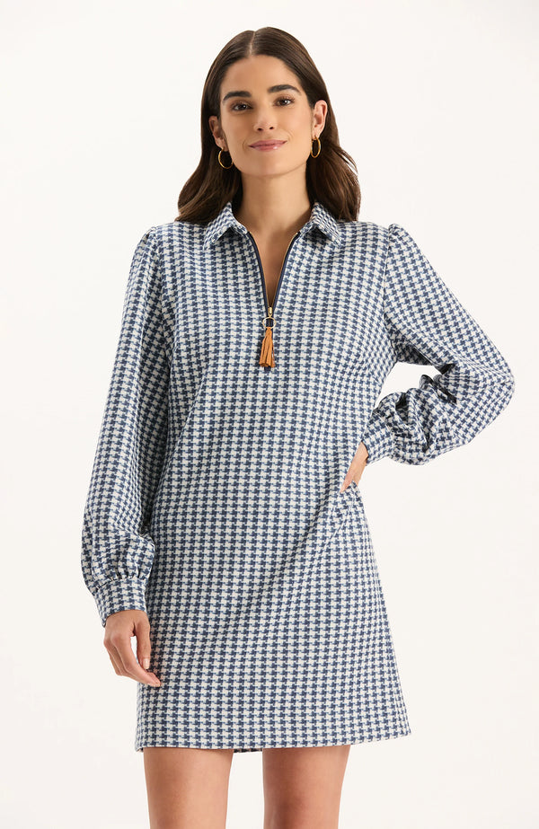 Tyler Boe Melanie Knit Houndstooth Dress Navy