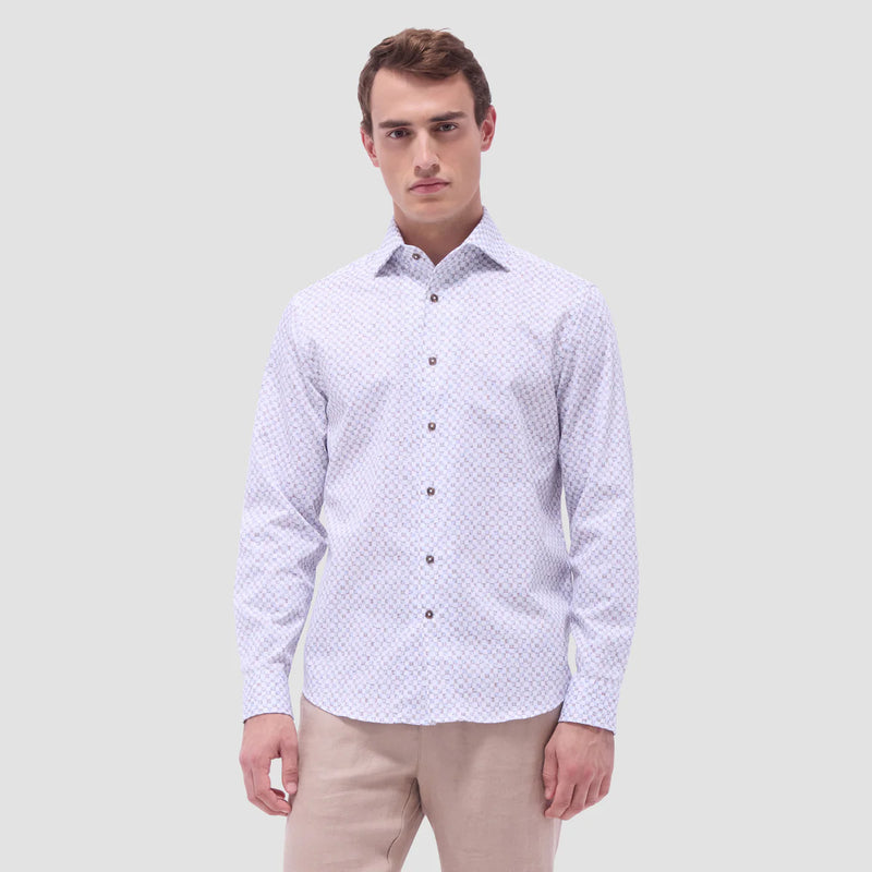 Bugatchi Alvin Checkerboard Shirt in Air Blue
