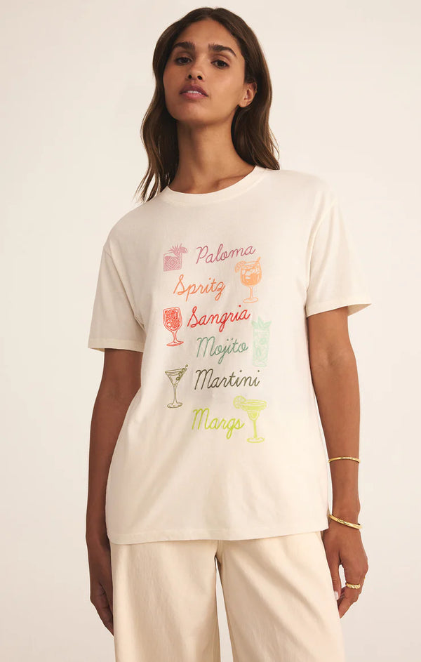Z Supply Cocktails Boyfriend Tee Sea Salt