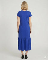 Elliott Lauren Short Sleeve Dress with Ruffle Royal