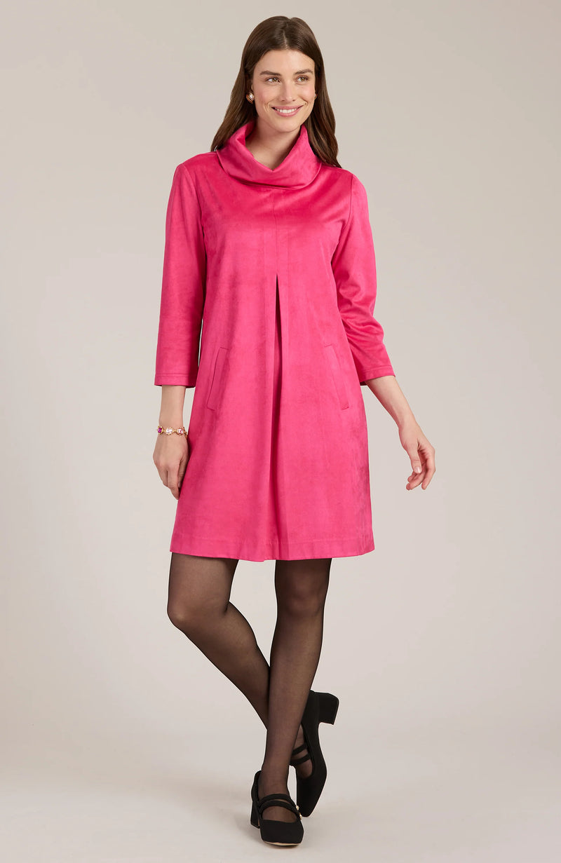 pink faux suede dress Pink Faux Suede S/Slv Tiered Ruffle Slv Dress