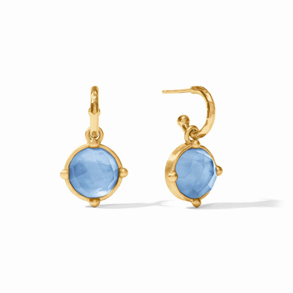 Julie Vos Honeybee Hoop & Charm Earring Iridescent Chalcedony Blue