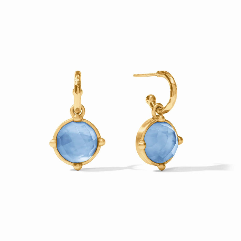 Julie Vos Honeybee Hoop & Charm Earring Iridescent Chalcedony Blue