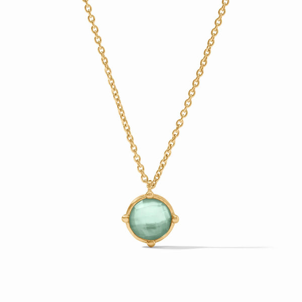 Julie Vos Honeybee Solitaire Necklace Iridescent Aquamarine Blue