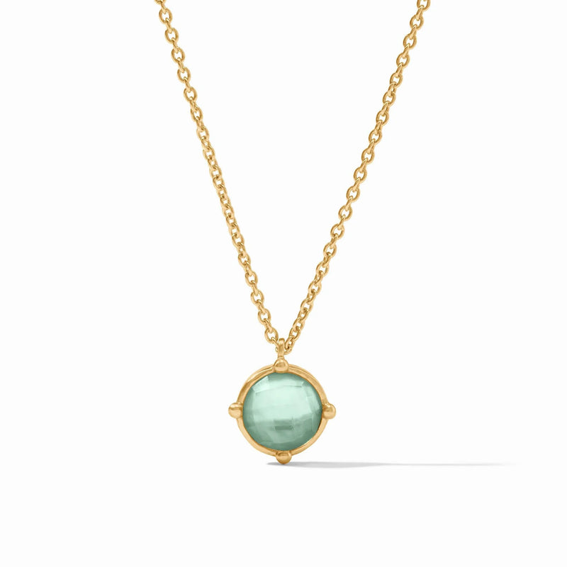 Julie Vos Honeybee Solitaire Necklace Iridescent Aquamarine Blue