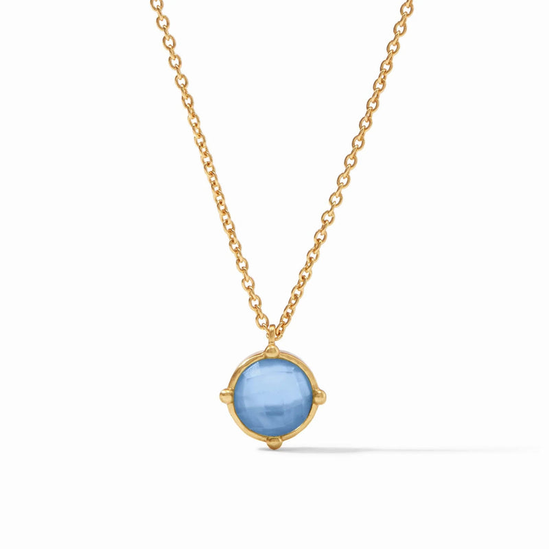 Julie Vos Honeybee Solitaire Necklace Iridescent Chalcedony Blue