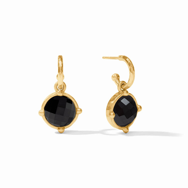 Julie Vos Honeybee Hoop & Charm Earring Gold Obsidian Black