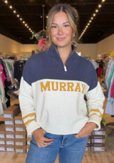 Ellsworth + Ivey Madison Murray Quarter Zip Ivory/Gold