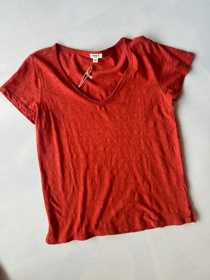 Dylan Modern Short Sleeve Deep-V Tee Shirt Sienna