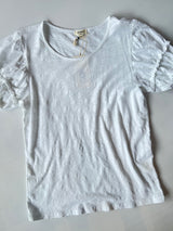Dylan Crew Tee with Shirred Sleeve White