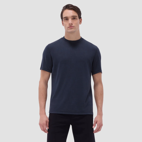 Bugatchi Orville Ottoman Crew Neck Shirt in Black