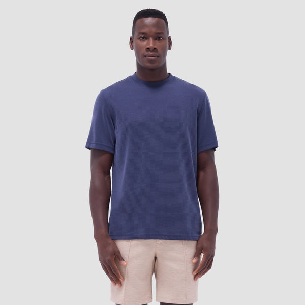 Bugatchi Orville Ottoman Crew Neck Shirt in Navy