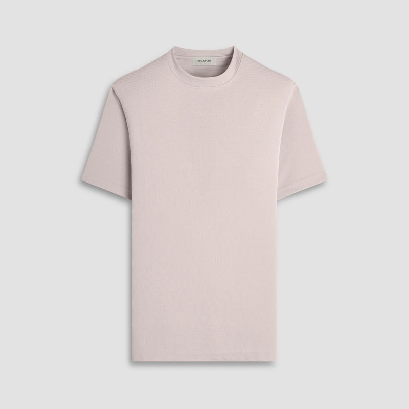 Bugatchi Orville Ottoman Crew Neck Shirt in Sand