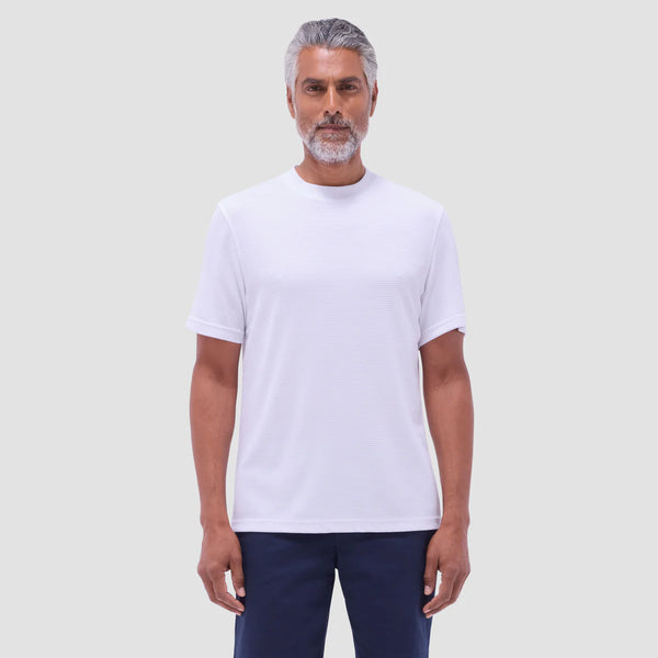 Bugatchi Orville Ottoman Crew Neck Shirt in White