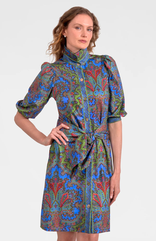 Gretchen Scott Puff Sleeve Swagger Dress - Passion Paisley Olive