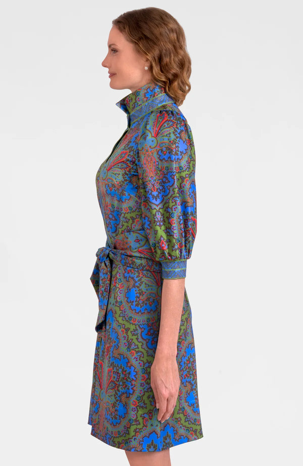 Gretchen Scott Puff Sleeve Swagger Dress - Passion Paisley Olive