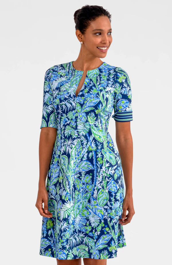 Gretchen Scott Twirly Whirly Dress - Vintage Vines Navy