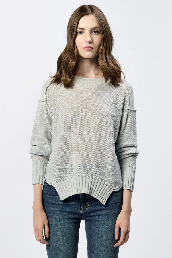 Dear John Jenna Crew Neck Long Sleeve Sweater Heather Grey