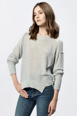 Dear John Jenna Crew Neck Long Sleeve Sweater Heather Grey