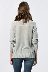 Dear John Jenna Crew Neck Long Sleeve Sweater Heather Grey