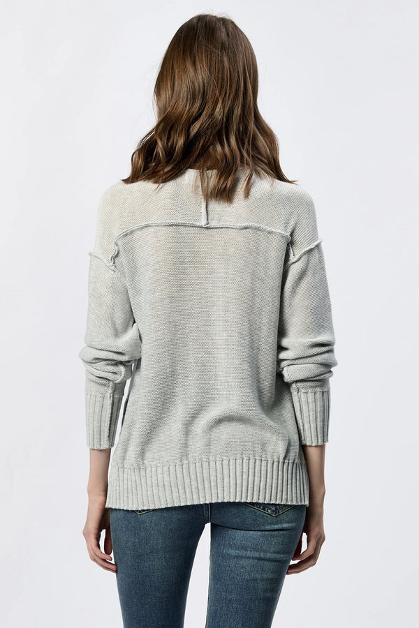 Dear John Jenna Crew Neck Long Sleeve Sweater Heather Grey