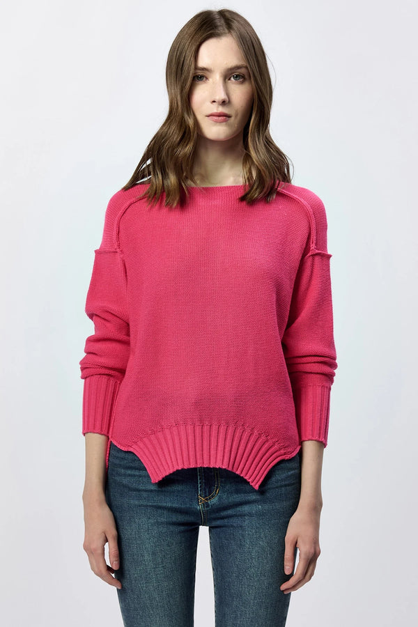 Dear John Jenna Crew Neck Long Sleeve Sweater Raspberry