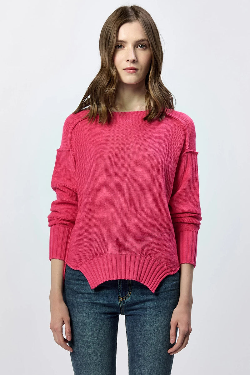 Dear John Jenna Crew Neck Long Sleeve Sweater Raspberry
