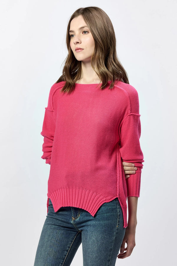 Dear John Jenna Crew Neck Long Sleeve Sweater Raspberry
