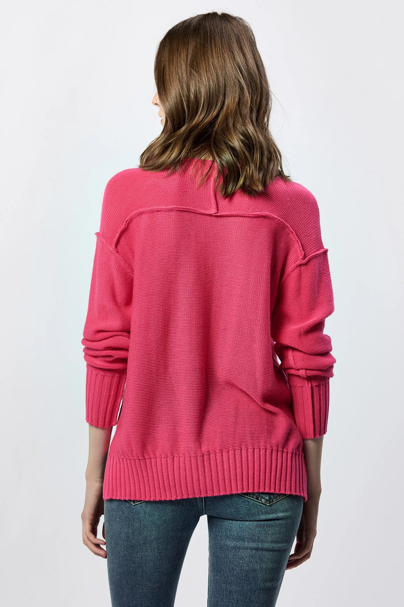 Dear John Jenna Crew Neck Long Sleeve Sweater Raspberry