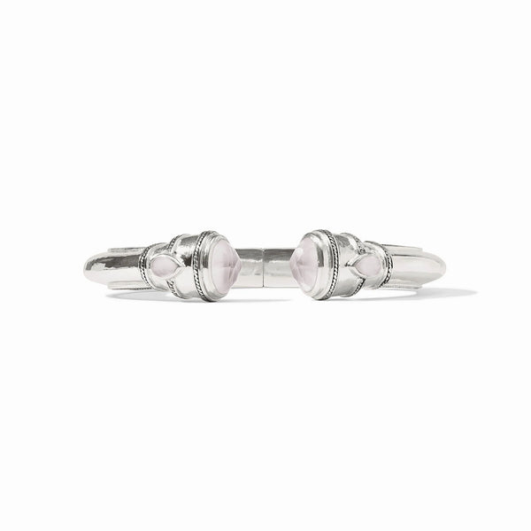Julie Vos Cannes Demi Hinged Cuff Bracelet Iridescent Clear Crystal Silver