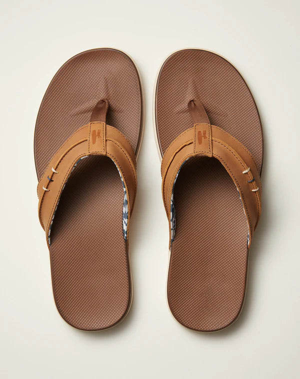 Johnnie-O Starboard Leather Sandal in Taupe