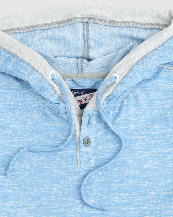 Johnnie-O Hamlin Henley Hoodie Pullover in Pacific