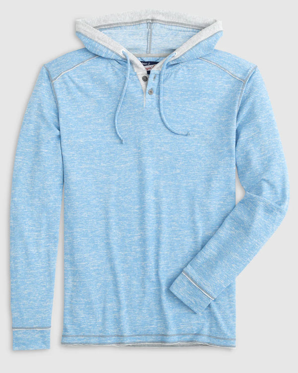 Johnnie-O Hamlin Henley Hoodie Pullover in Pacific