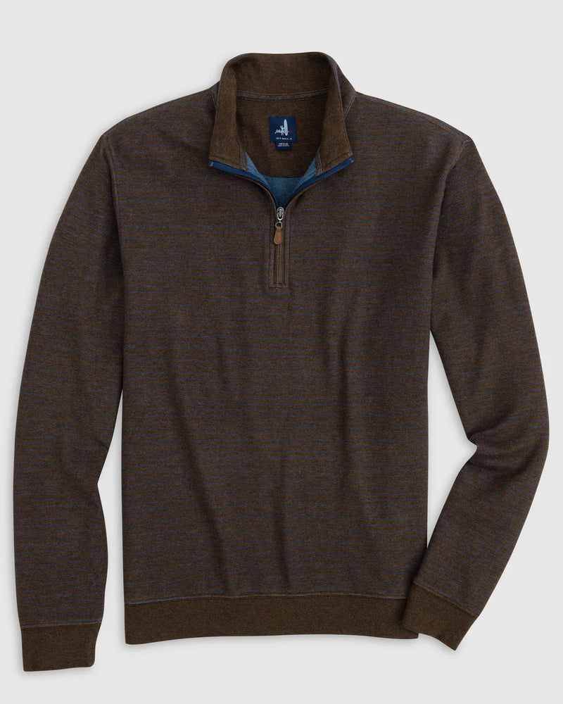 Johnnie-O Skiles Striped 1/4 Zip Pullover in Bison