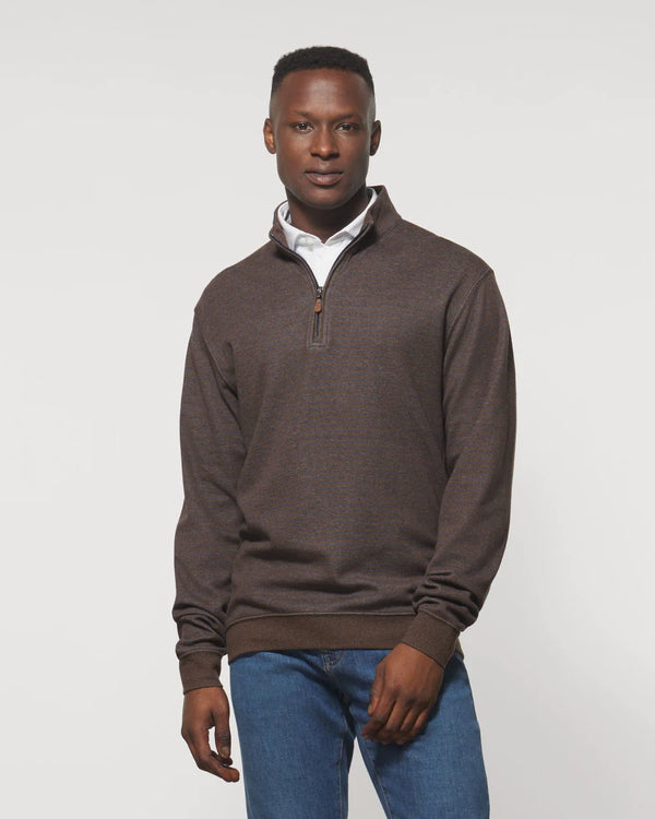 Johnnie-O Skiles Striped 1/4 Zip Pullover in Bison