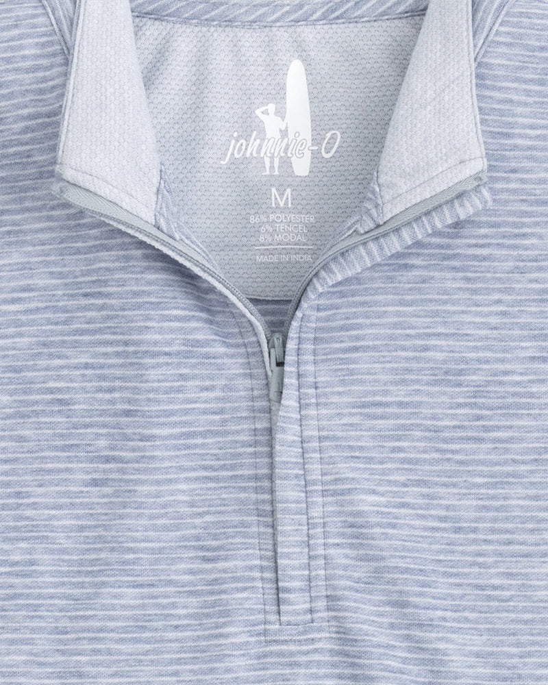 Johnnie-O Jameson Striped Performance 1/4 Zip Pullover in Lake