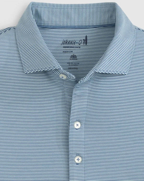 Johnnie-O Lyndon Striped Jersey Performance Polo in Lake