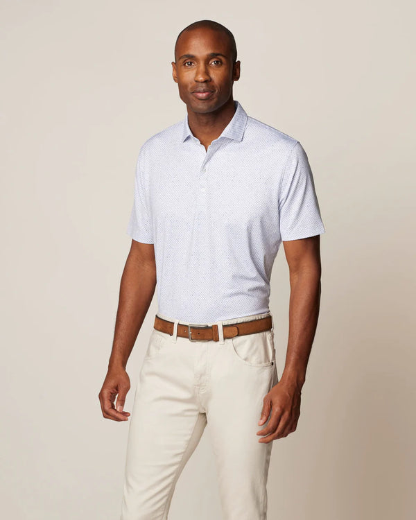 Johnnie-O Howie Printed Jersey Performance Polo in Seal