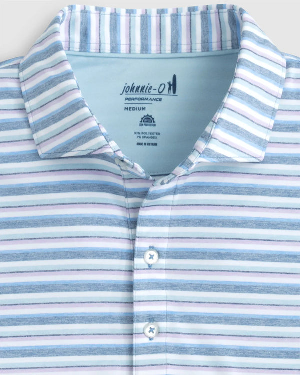 Johnnie-O Harty Striped Jersey Performance Polo in monsoon