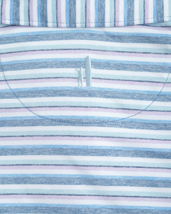 Johnnie-O Harty Striped Jersey Performance Polo in monsoon