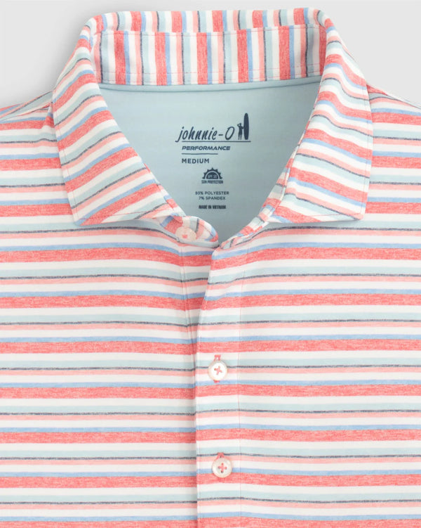 Johnnie-O Harty Striped Jersey Performance Polo in Sun Kissed