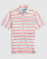 Johnnie-O Harty Striped Jersey Performance Polo in Sun Kissed