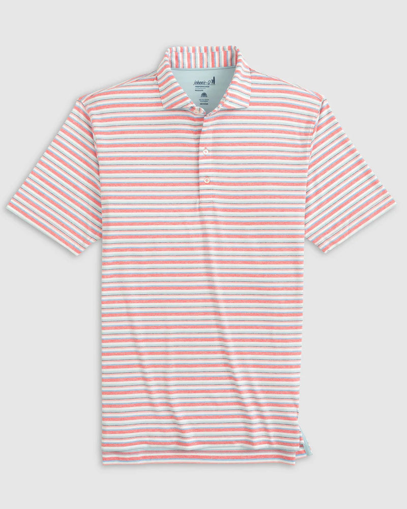 Johnnie-O Harty Striped Jersey Performance Polo in Sun Kissed