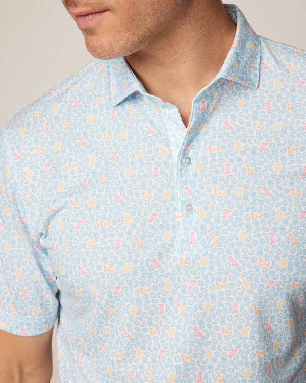 Johnnie-O Briley Printed Top Shelf Performance Polo in Maliblu